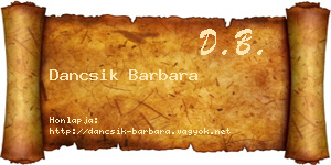 Dancsik Barbara névjegykártya